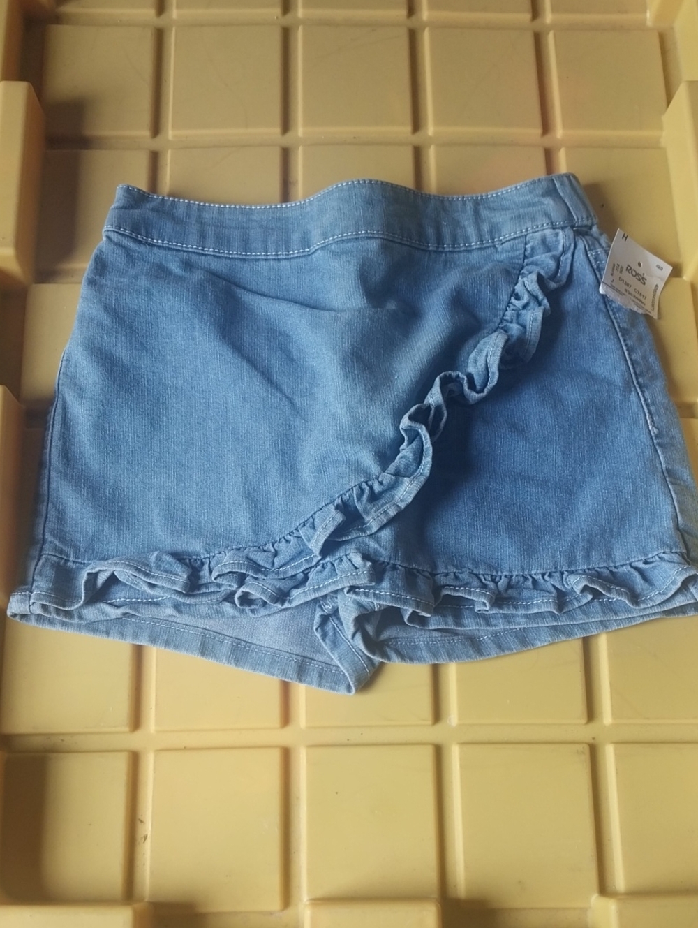 Light Blue Denim Ruffle Wrap Kids Shorts